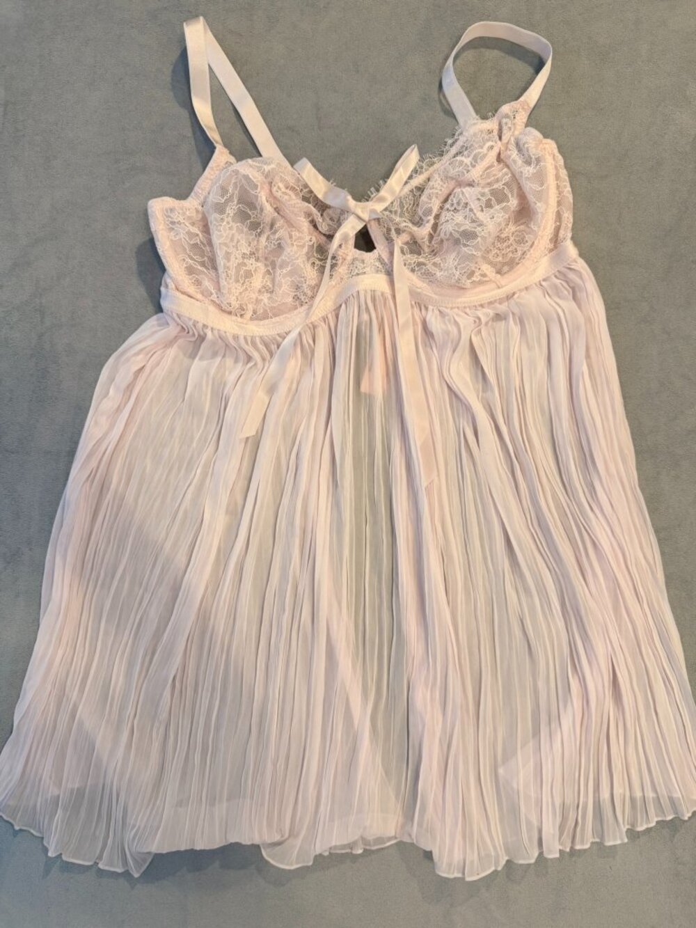 Victoria's Secret | Lace Pleated Babydoll Top | light pink | size XXL